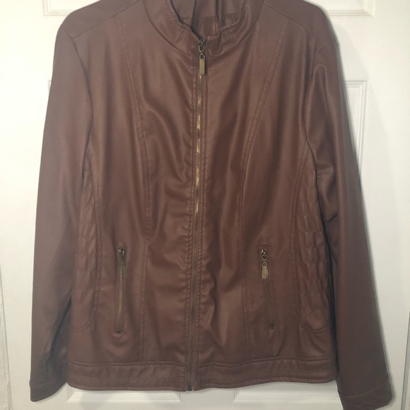 Rainbow Jackets & Coats | Chocolate Brown Faux Leather Jacket Plus Size | Poshmark